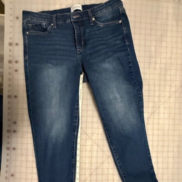 CROWN & IVY BLUE DENIM SKINNY CROPPED JEANS WITH RUFFLE HEM, SIZE 12 - Picture 6 of 15